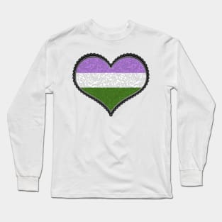 Elegant Genderqueer Pride Decorative Heart in Pride Flag Colors Long Sleeve T-Shirt